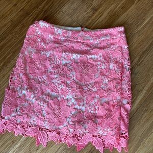 Pink and cream laced skirt
